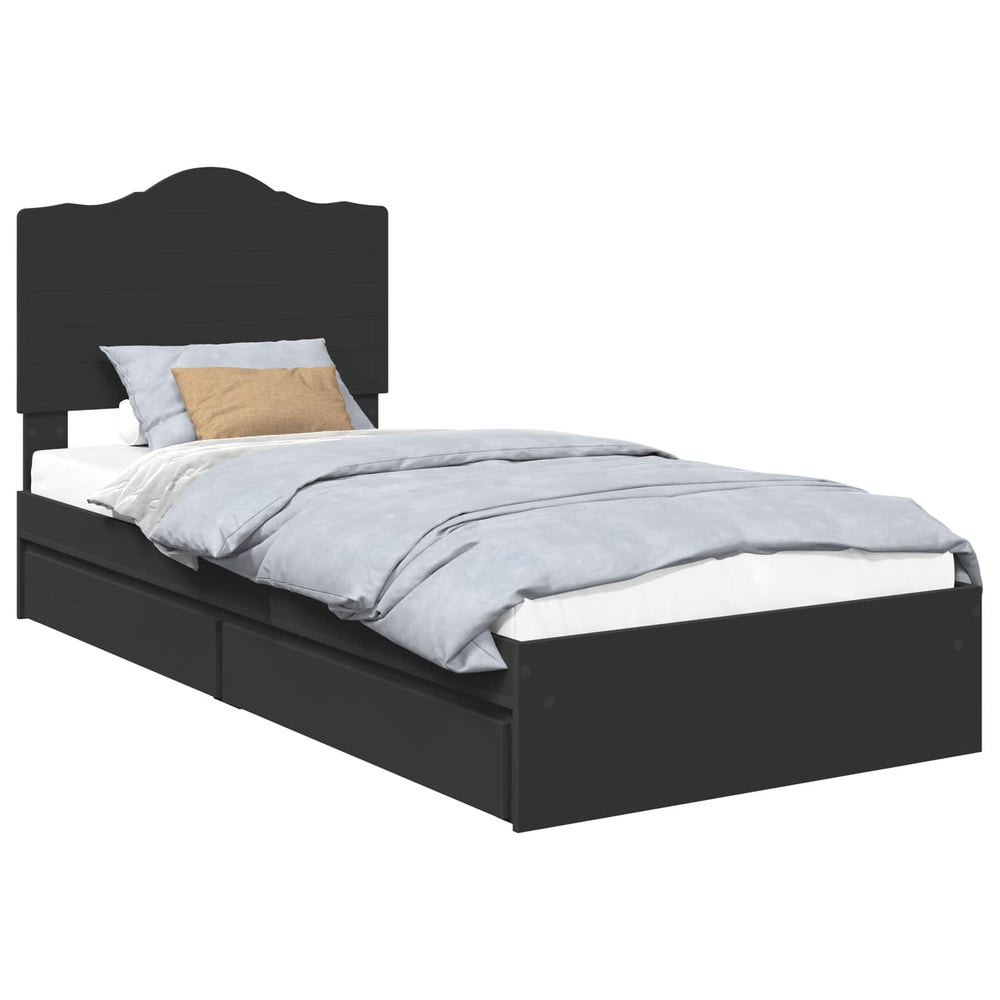 vidaXL Adjustable Storage Bed Black 70 x 190 cm Engineered Wood