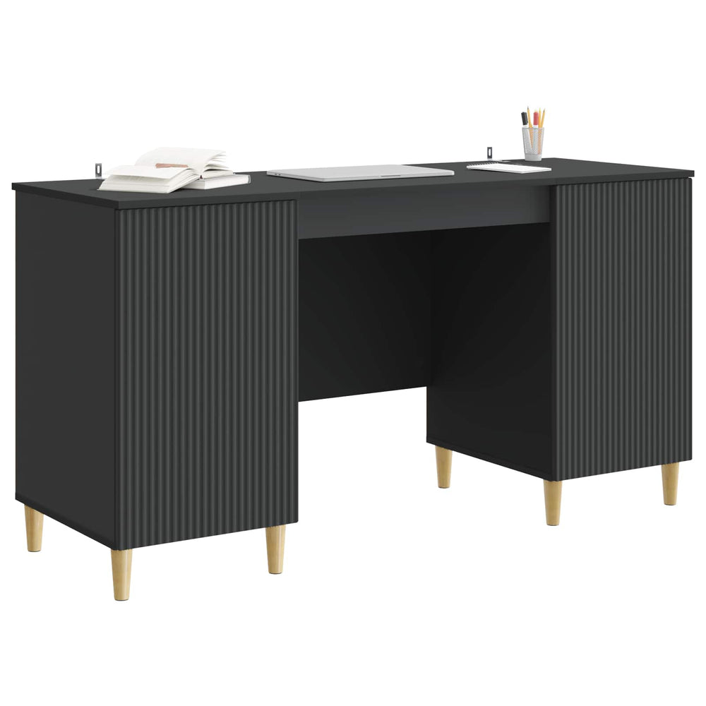 Schreibtisch mit Regal Schwarz 142,5 cm
