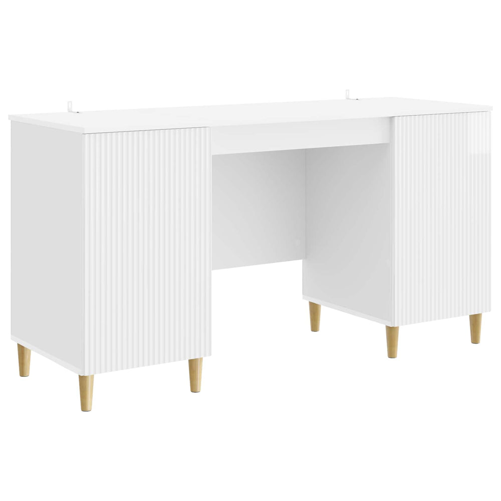 Schreibtisch Hochglanz Weiß 142,5 cm