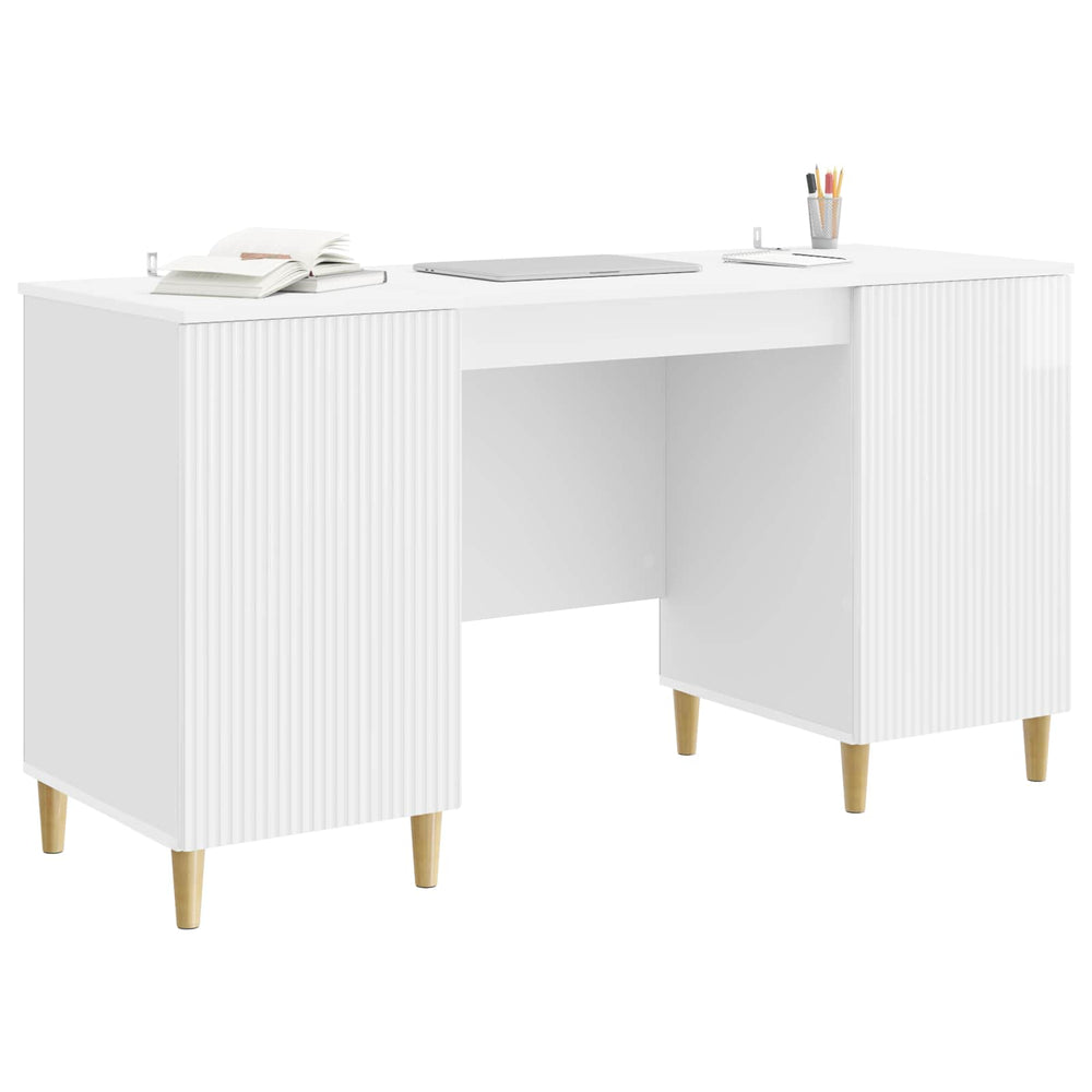 Schreibtisch Hochglanz Weiß 142,5 cm