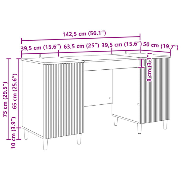 Schreibtisch Geräucherte Eiche 142,5 cm