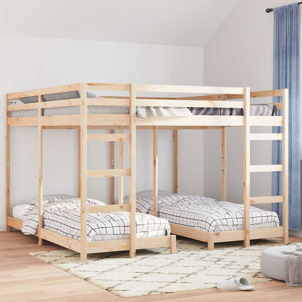 vidaXL Triple Bunk Bed Frame Natural 80 / 200 x 200 cm