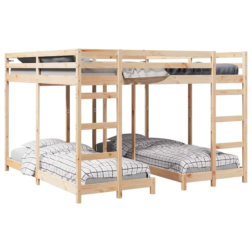 vidaXL Triple Bunk Bed Frame Natural 80 / 200 x 200 cm