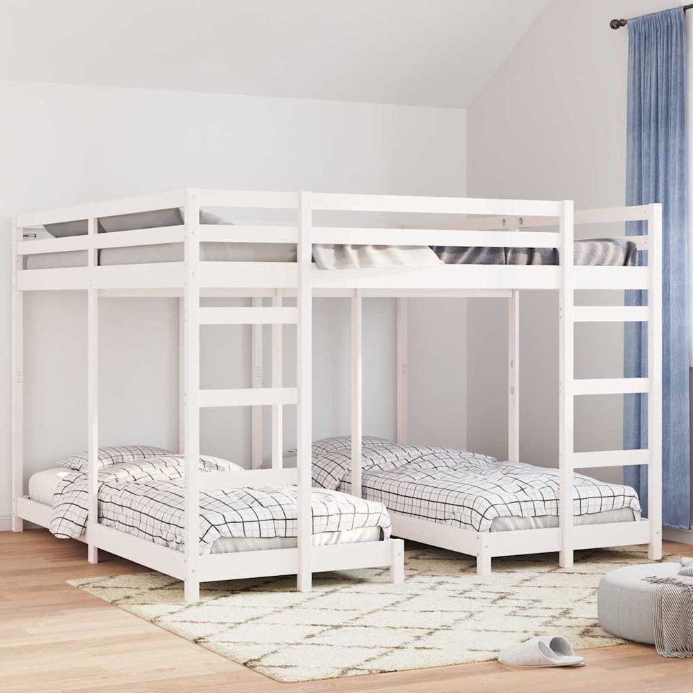 vidaXL Triple Bunk Bed Frame White 200 x 200 cm