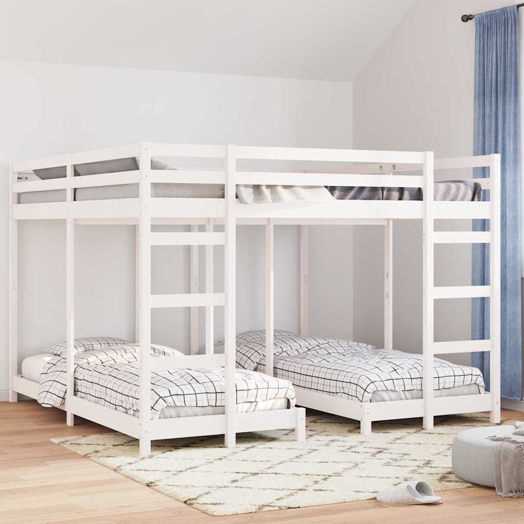 vidaXL Triple Bunk Bed Frame White 200 x 200 cm