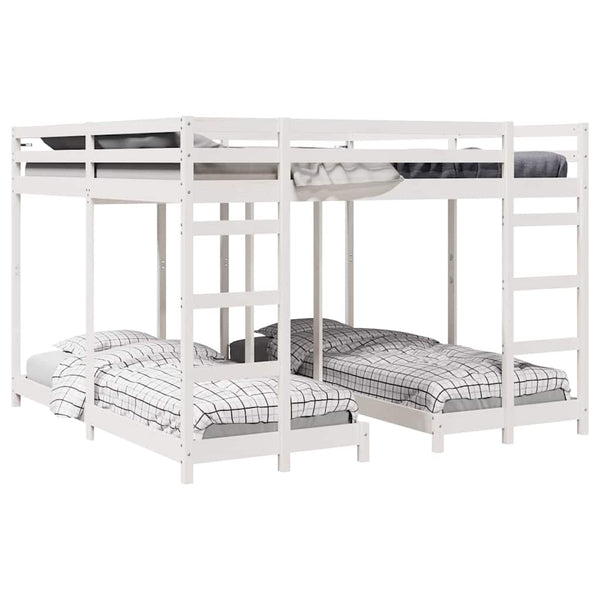 vidaXL Triple Bunk Bed Frame White 200 x 200 cm