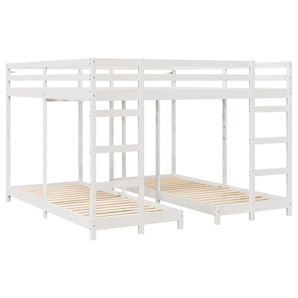 vidaXL Triple Bunk Bed Frame White 200 x 200 cm