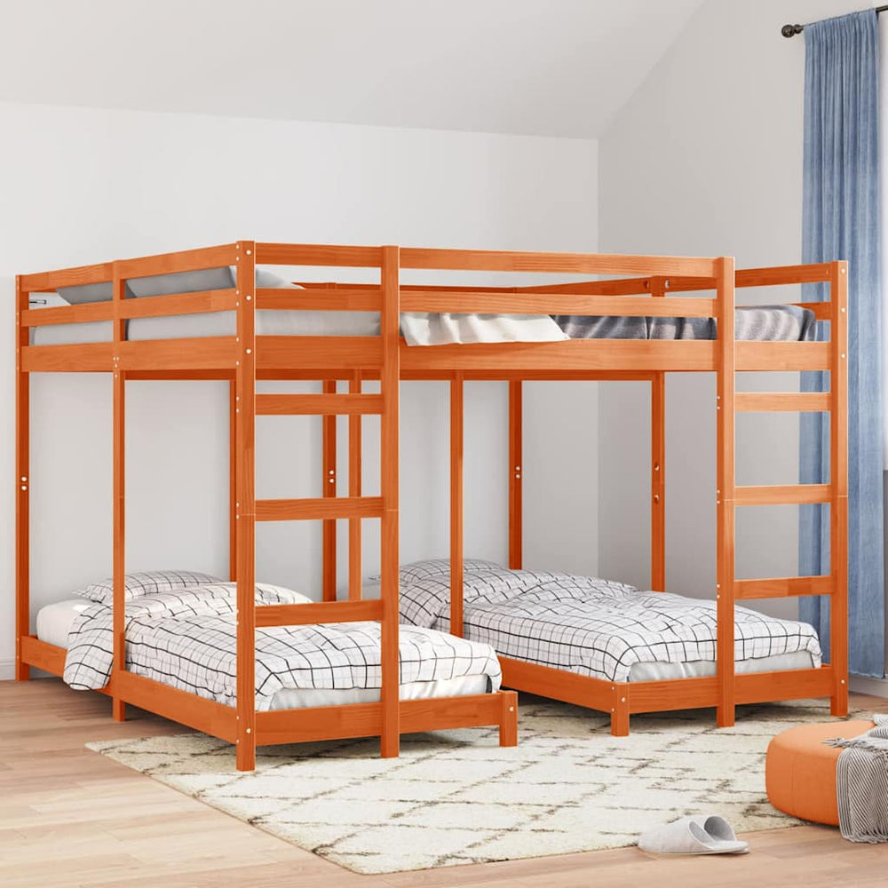 Dreifach Etagenbett 200x200 cm, Wachsbraun