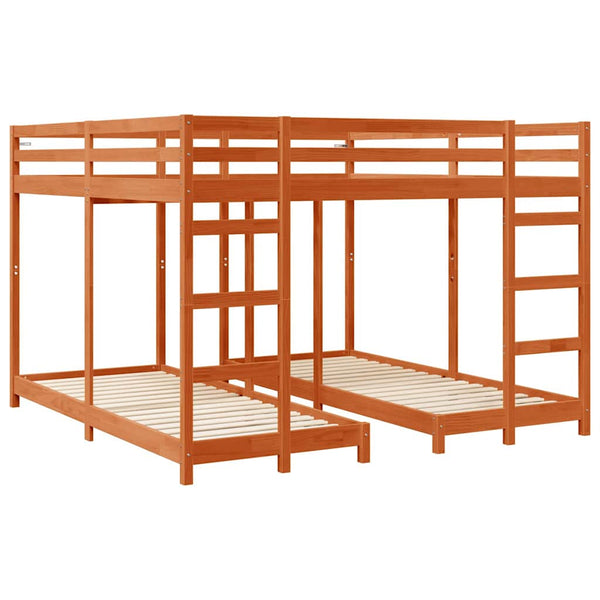 Dreifach Etagenbett 200x200 cm, Wachsbraun