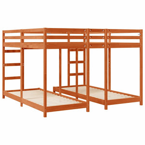 Dreifach Etagenbett 200x200 cm, Wachsbraun