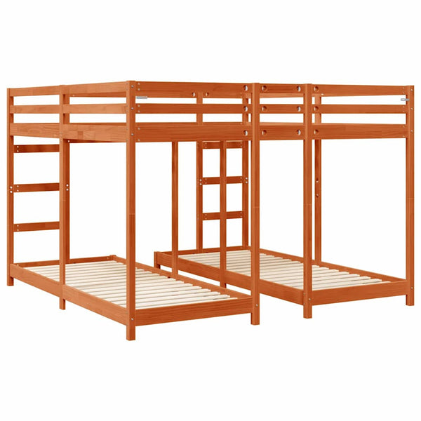Dreifach Etagenbett 200x200 cm, Wachsbraun