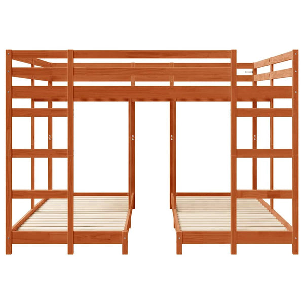Dreifach Etagenbett 200x200 cm, Wachsbraun