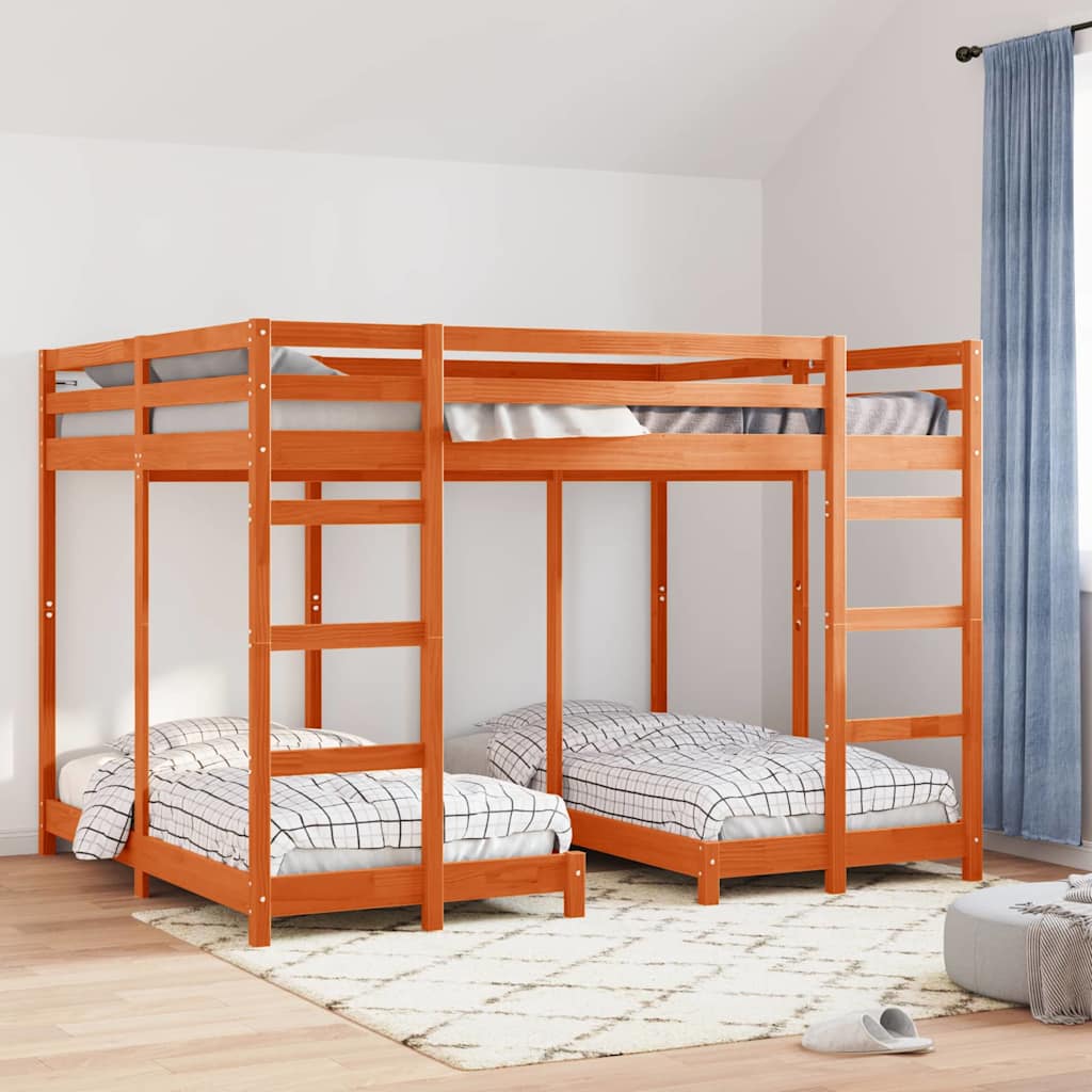 Dreifach Etagenbett 160x200 cm Wachsbraun