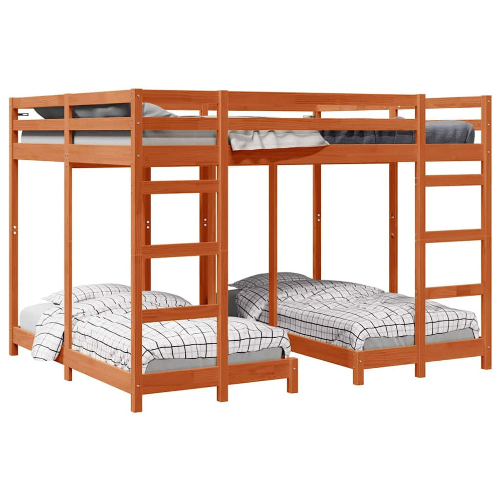 Dreifach Etagenbett 160x200 cm Wachsbraun