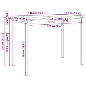 vidaXL Bar Table Natural 140 x 80 x 105 cm Solid Pine Wood
