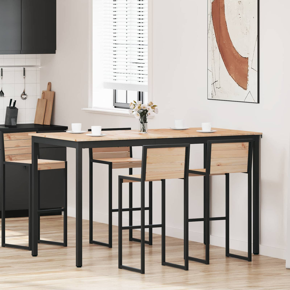 vidaXL Bar Table Natural 180 x 90 x 105 cm Solid Pine Wood