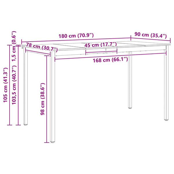 vidaXL Bar Table Natural 180 x 90 x 105 cm Solid Pine Wood