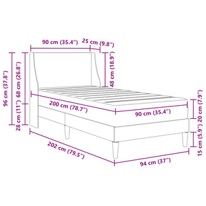 Bettgestell mit Matratze Dunkelgrau 90x200 cm