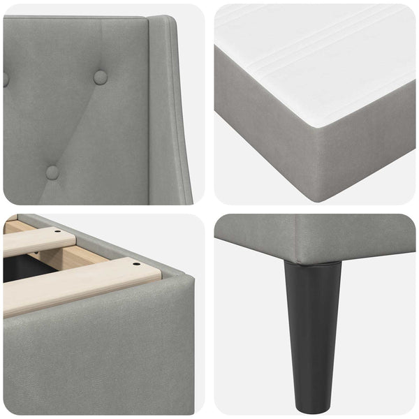 Bettgestell mit Matratze Hellgrau Samt 80x200
