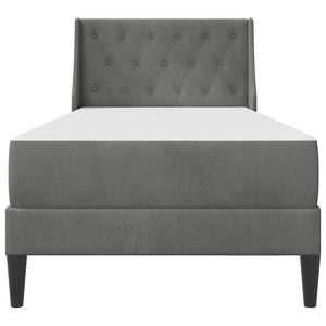 Dunkelgraues Samt Bett mit Matratze 80x200