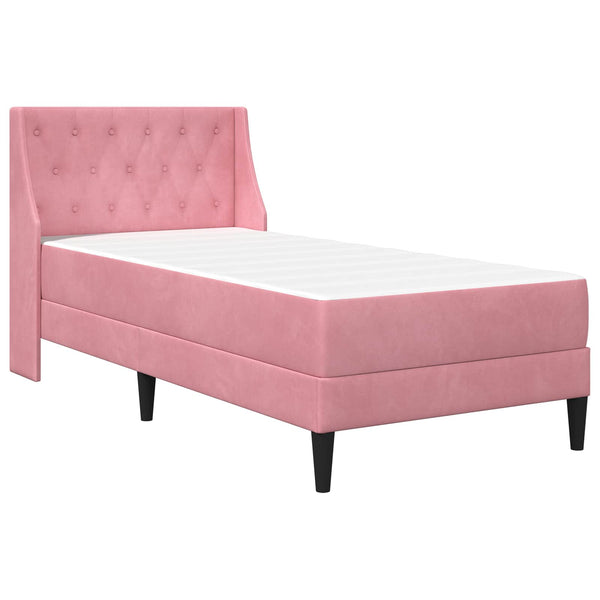 Rosa Samt Bettgestell mit Matratze 80x200 cm