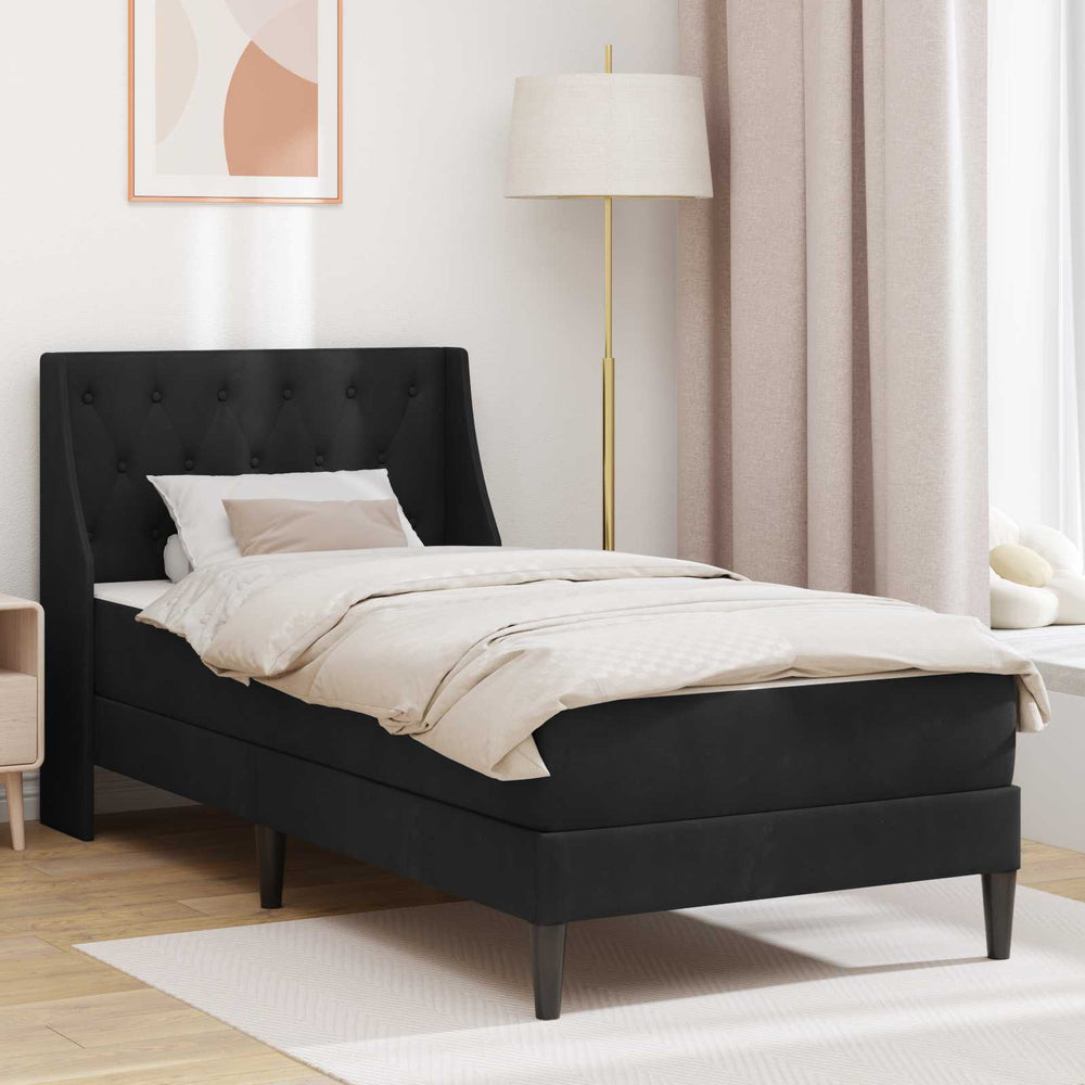 Bettgestell mit Matratze Samt Schwarz 80x200 cm