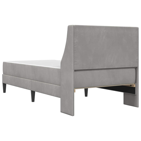 Bettgestell mit Matratze Hellgrau Samt 90x190 cm