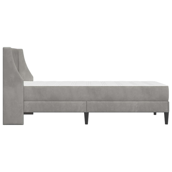 Bettgestell mit Matratze Hellgrau Samt 90x190 cm