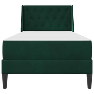 Dunkelgrünes Samt-Bett mit Matratze 90x200 cm