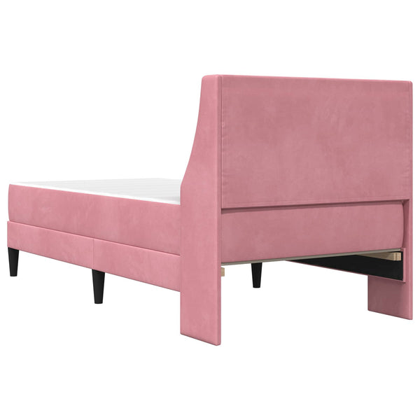 Rosa Samt Bett mit Matratze 90x200 cm