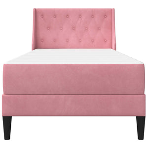 Rosa Samt Bett mit Matratze 90x200 cm