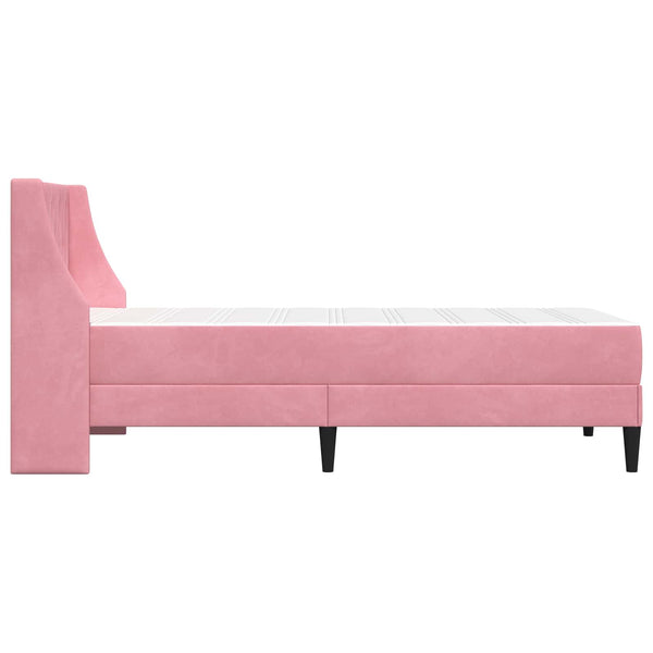 Rosa Samt Bett mit Matratze 90x200 cm