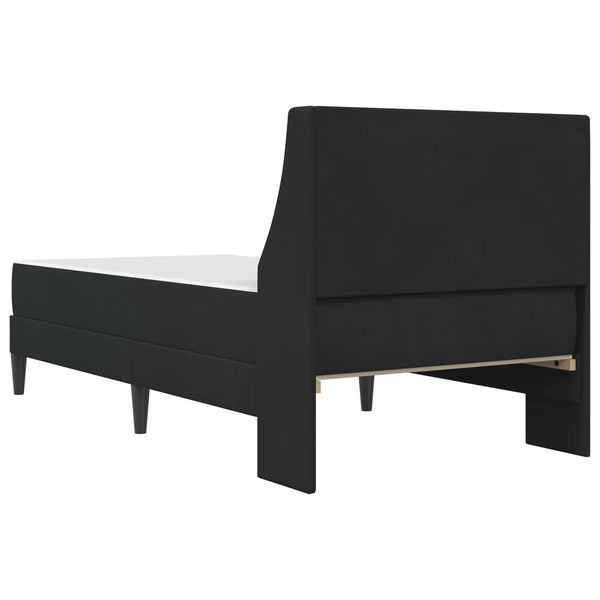 Schwarzes Samt Bettgestell mit Matratze 90x200 cm