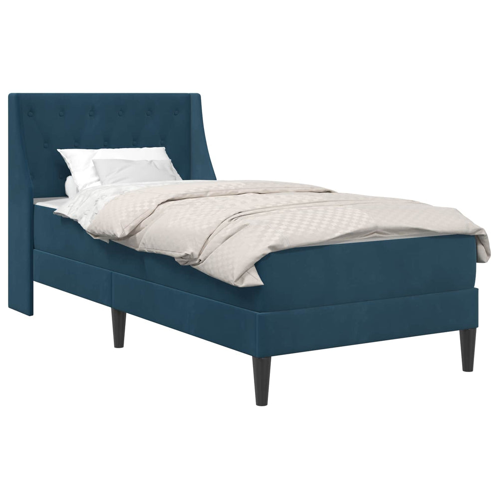 Bettgestell mit Matratze Blau Samt 90x200 cm