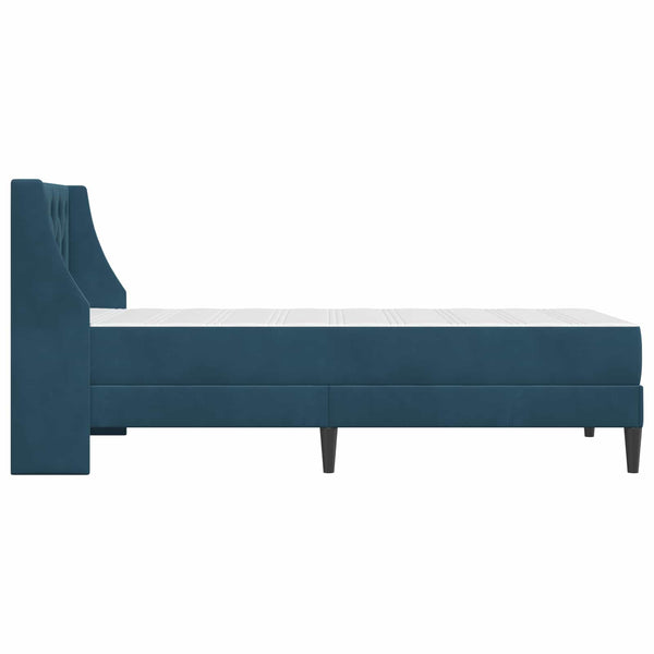 Bettgestell mit Matratze Blau Samt 90x200 cm