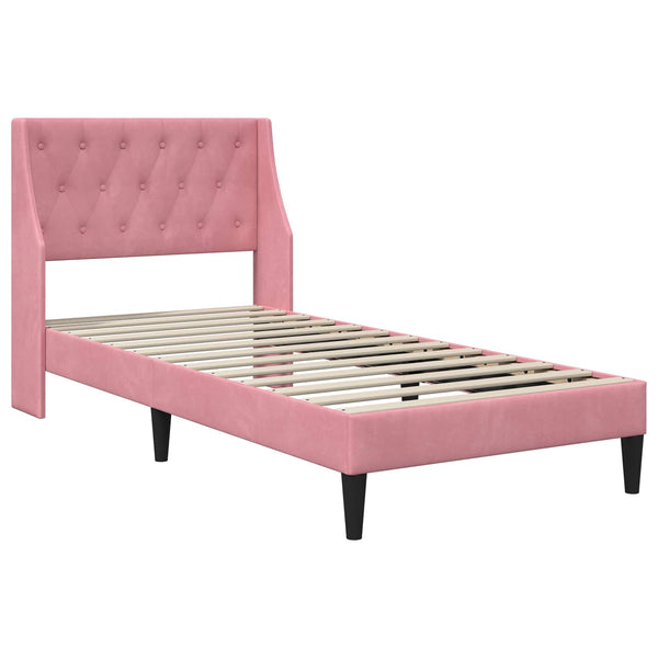 Bettgestell mit Matratze Rosa Samt 100x200