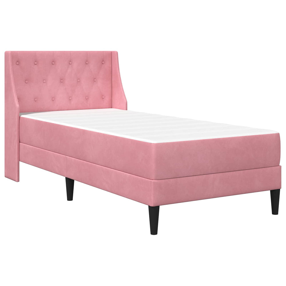 Bettgestell mit Matratze Rosa Samt 100x200