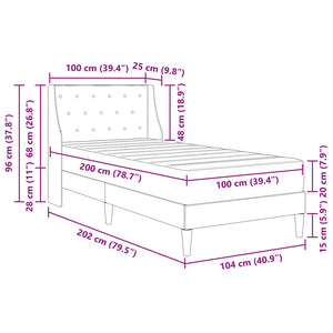 Bettgestell mit Matratze Schwarz Samt 100x200 cm