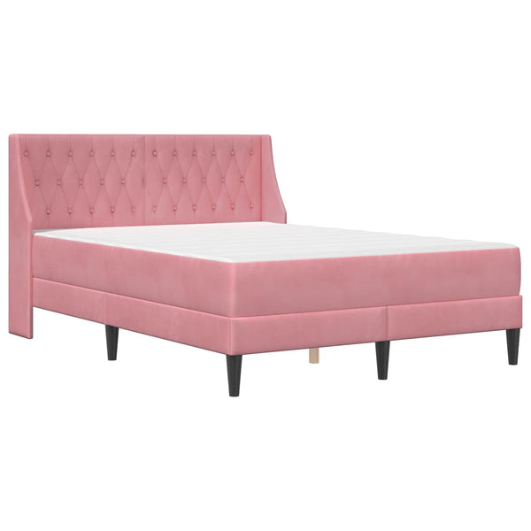 vidaXL Bed Frame with Mattress with Mattress Pink 120 x 200 cm Velvet