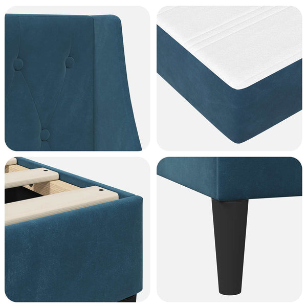 vidaXL Bed Frame with Mattress Blue 120 x 200 cm Velvet