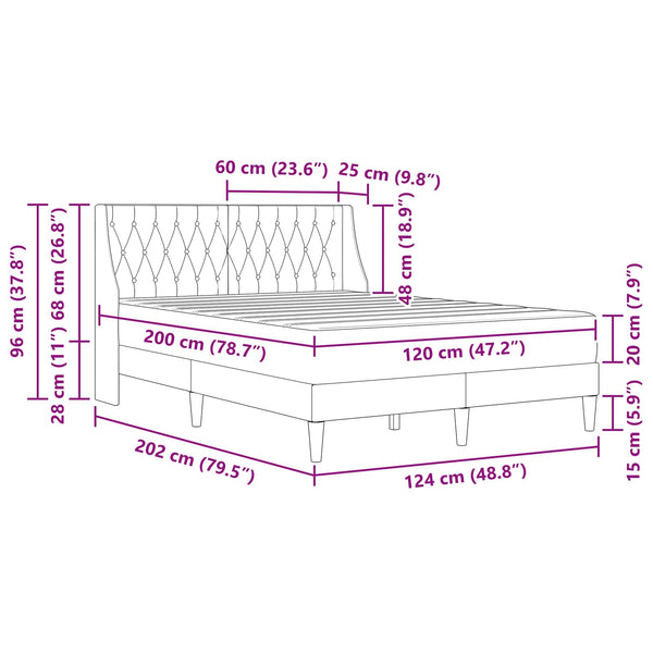 vidaXL Bed Frame with Mattress Blue 120 x 200 cm Velvet