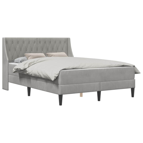 vidaXL Bed Frame with Mattress Light Grey 140 x 190 cm Velvet