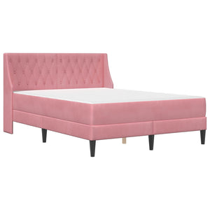 vidaXL Bed Frame with Mattress Pink 140 x 190 cm Velvet