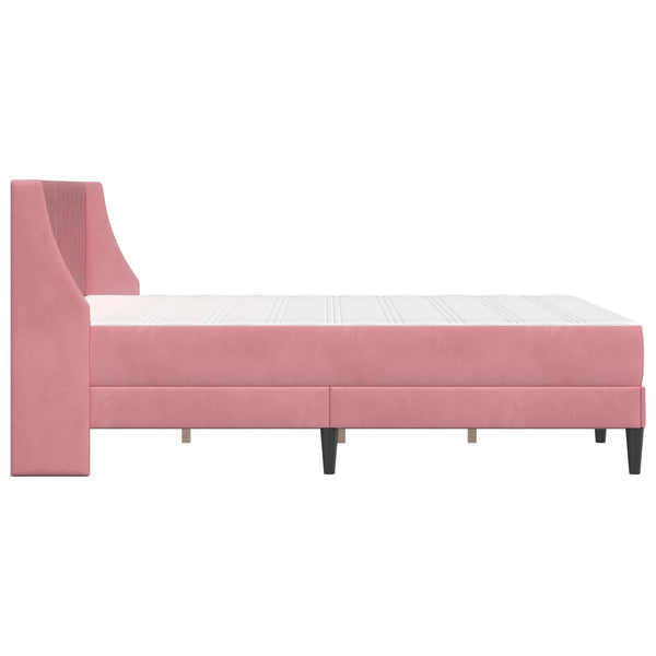 vidaXL Bed Frame with Mattress Pink 140 x 190 cm Velvet
