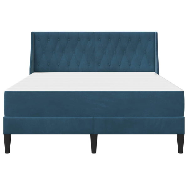 vidaXL Bed Frame with Mattress Blue 140 x 190 cm Velvet