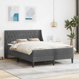 vidaXL Bed Frame with Mattress Dark Gray 140 x 200 cm Velvet