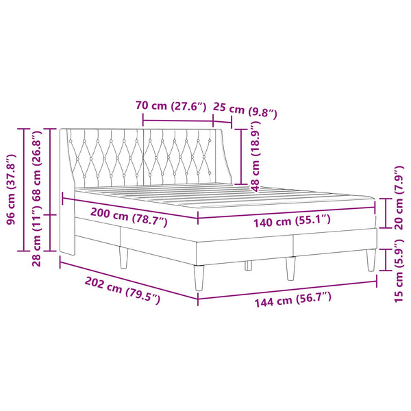 vidaXL Bed Frame with Mattress Dark Gray 140 x 200 cm Velvet
