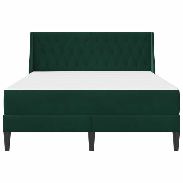 vidaXL Bed Frame with Mattress Dark Green 140 x 200 cm Velvet