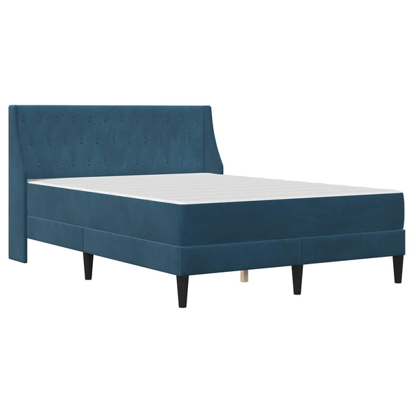 vidaXL Bed Frame with Mattress Blue 140 x 200 cm Velvet