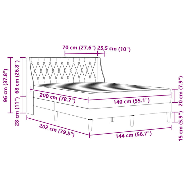 vidaXL Bed Frame with Mattress Blue 140 x 200 cm Velvet